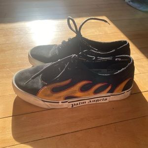 Palm angels black distressed flame sneakers